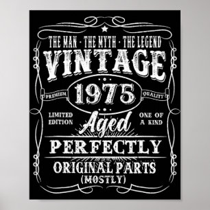 Poster 50 Anos de Idade Vintage 1975 Homem Mito Lenda 50º