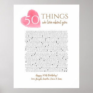 Poster 50 coisas que amamos sobre você, mãe do coraçã