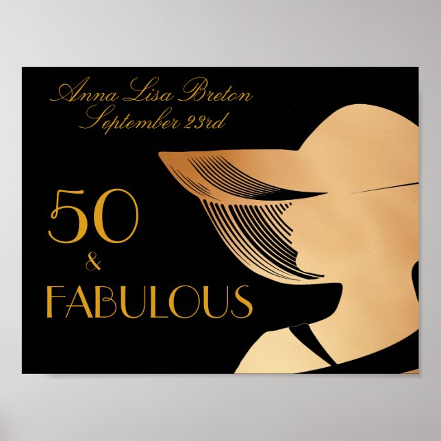 Poster 50 e fabulosa arte Deco Ouro elegante 50. º aniver (Frente)