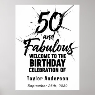 Poster 50 e Fabuloso Aniversário Explosivo Preto e Branco