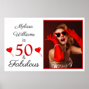 Poster 50 e Fabuloso nome Foto Vermelha Grande 50, aniver