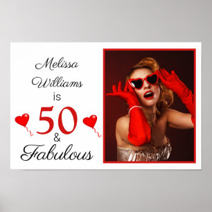 Poster 50 e nome fabuloso Photo Red 50. º aniversário p