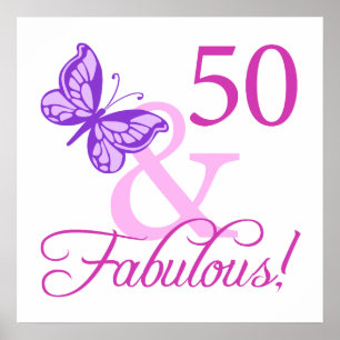 Poster 50 E Presentes Fabulosos De Aniversário (Ameixa)