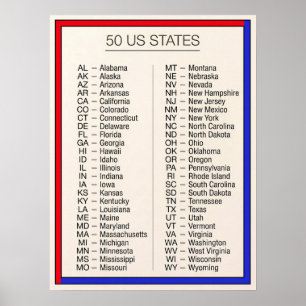 Poster ★ 50 Estados Unidos da América Estado dos EUA Co
