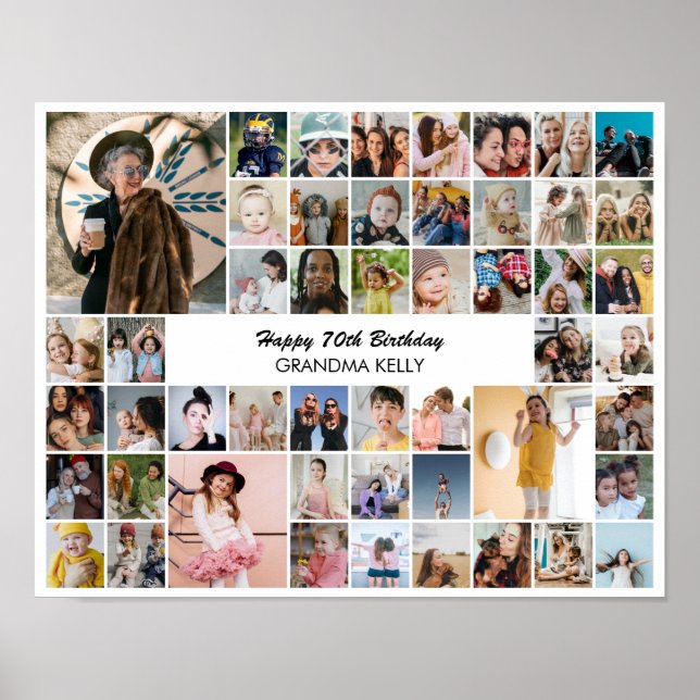 Poster 50 Photo Collage Personalized Birthday Gift (Frente)