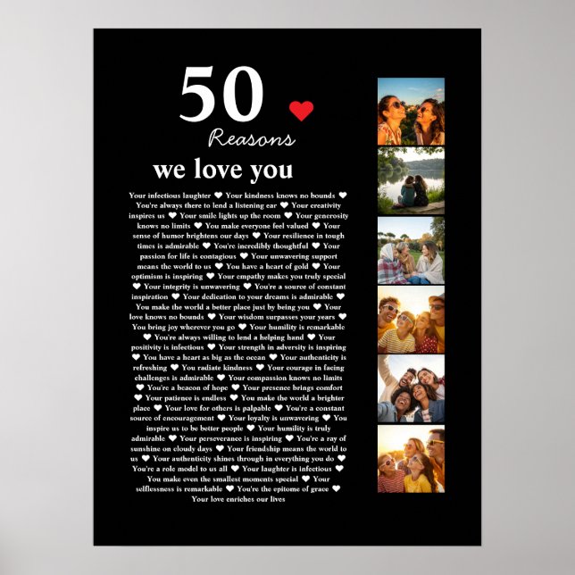 Poster 50 Razões Pela Qual Te Amo 50ª Colagem De Aniversá (Frente)