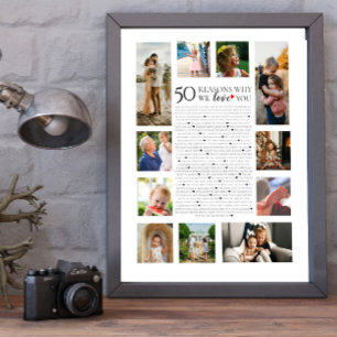 Poster 50 razões pelas quais amamos você colagem de fotos