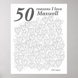 Poster 50 Razões pelas quais eu te amo - Presente de 50º