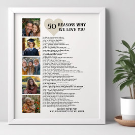 Poster 50 Razões pelas Quais Nós Te Amamos Aniversário de