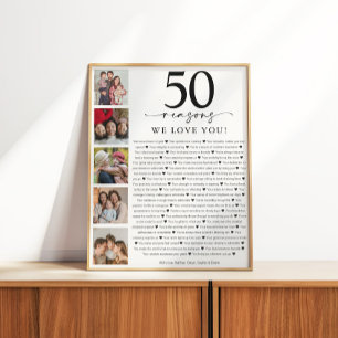 Pôster 50 Razões pelas Quais Nós Te Amamos Aniversário ou