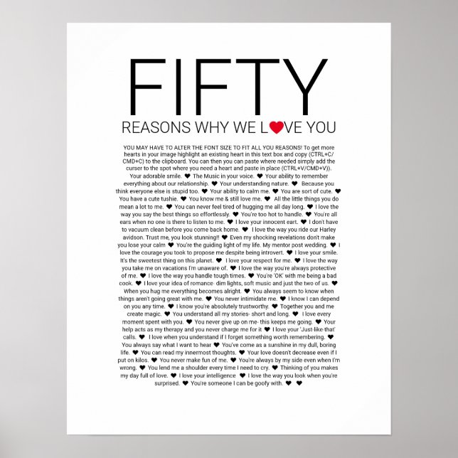 Poster 50 razões pelas quais nós te amamos juramento de c (Frente)