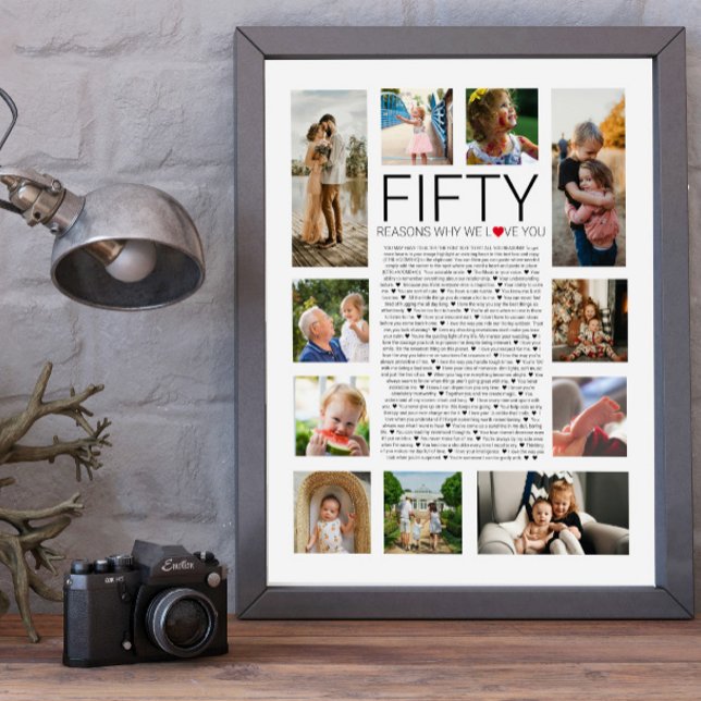 Poster 50 razões pelas quais te amamos na colagem de foto (Criador carregado)