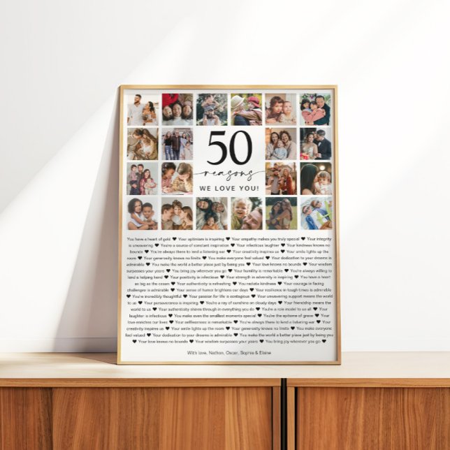 Pôster 50 Reasons We Love You Photo Collage Keepsake Gift (Criador carregado)