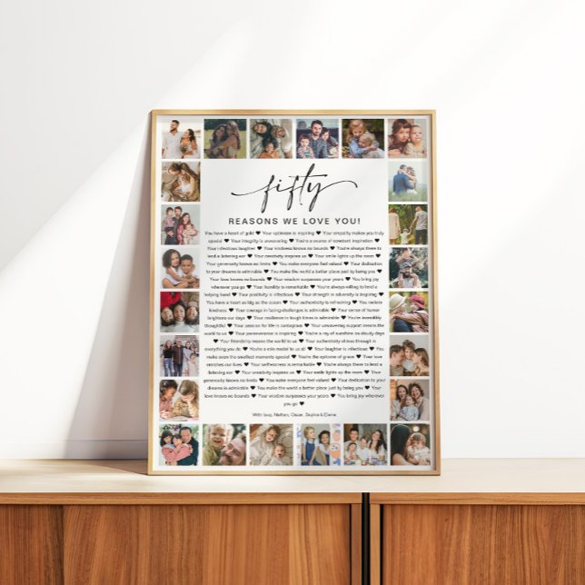 Pôster 50 Reasons We Love You Photo Collage Keepsake Gift (Criador carregado)