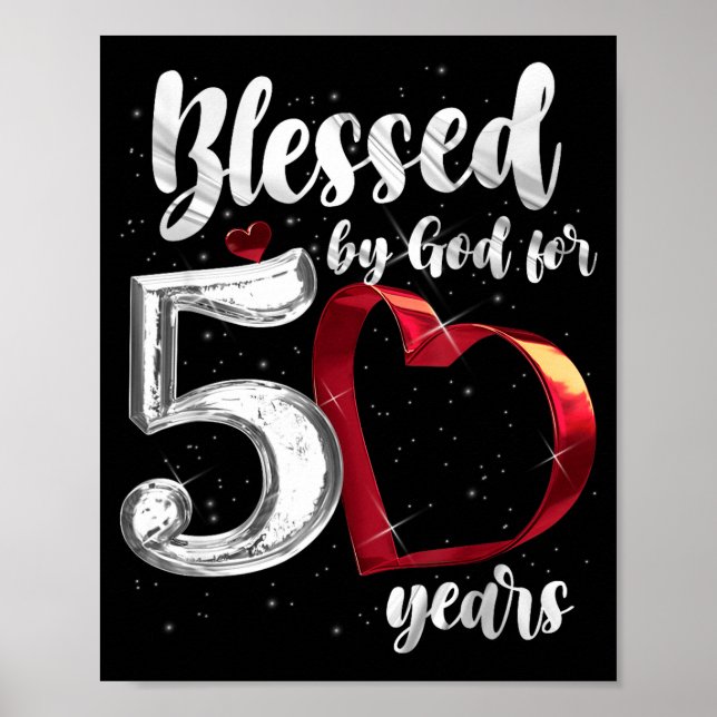 Poster 50th Birthday Blessed By God For 50 Years Birthday (Frente)