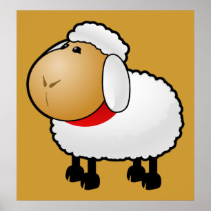 Pôster 54-Cartoon-Cartoon-Sheep-Clipart-Illustration