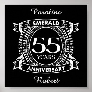 Poster 55.º aniversário de casamento, emerald crest