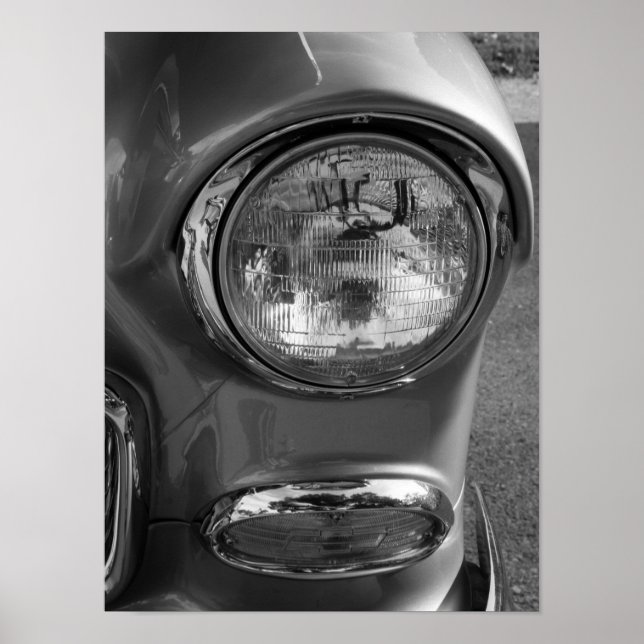 Pôster 55 Chevy Headlight Grayscale (Frente)