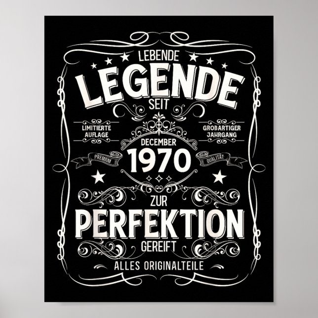 Poster 55th Birthday Gift Men Women Legend December 1970  (Frente)