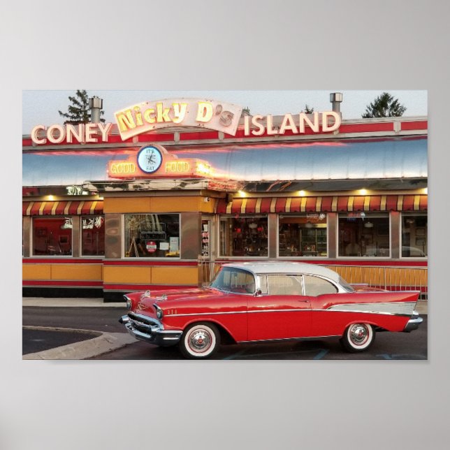 Poster '57 Chevy com um estilo 50 Coney Island (Frente)