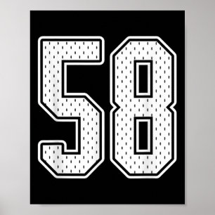 Poster 58 White Vintage Número 58 Sports Fan Jersey Styl