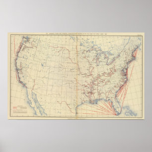 Pôster 59 Rios navegáveis, rotas 1890