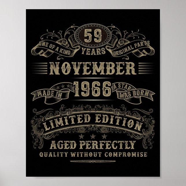 Poster 59 Year Old 59th Bday November 1966 Limited Editio (Frente)