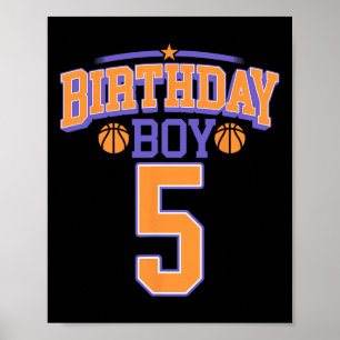 Poster 5 Birthday Boy Basball De Mais De 5 Anos