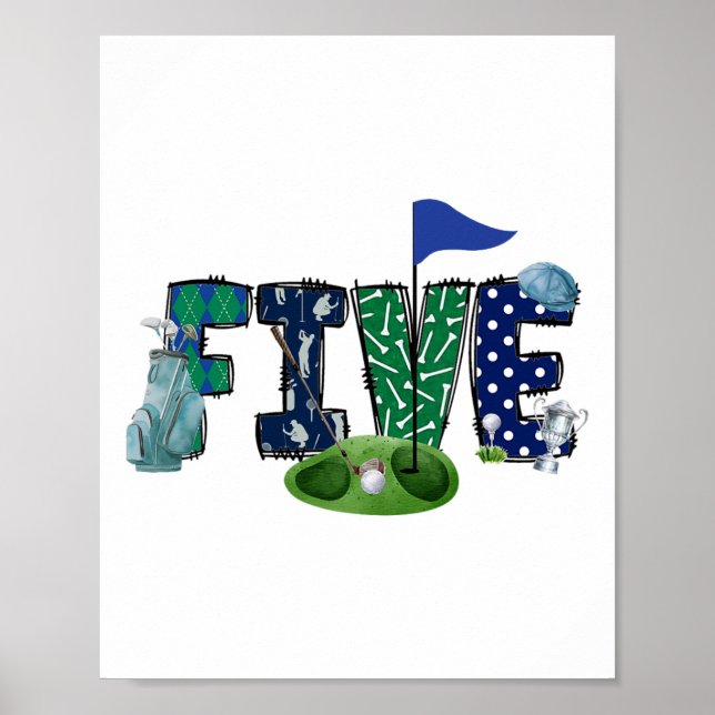 Poster 5 Birthday Golf Theme Party Golf Girl Birthd (Frente)