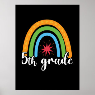 Poster 5 Grau 5 Teacher Grau Rainbow Star