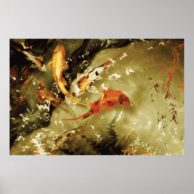 Pôster 5 kois em um lago - Gigante Koi (Frente)