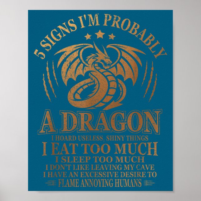 Poster 5 Sinais de que Provavelmente Sou um Dragão Citaçã (Frente)