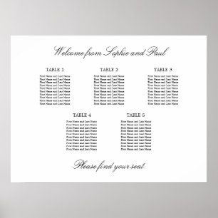 Poster 5 Tabela Gráfico de Assentos Minimalista Elegante