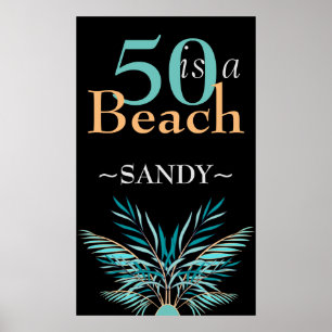 Poster 5O É UM Aniversário negro moderno da PRAIA 50