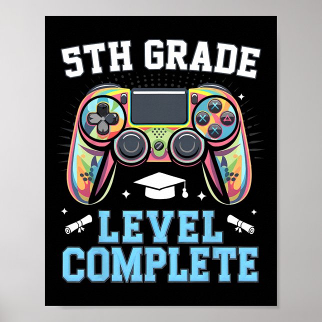 Poster 5th Grade Level Complete Last Day Of School Gamer  (Frente)