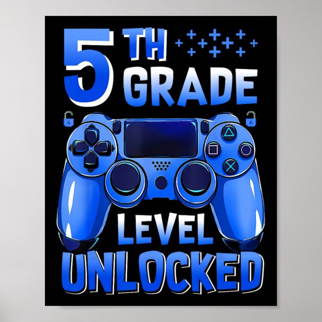 Poster 5th Grade Level Unlocked Gamer First Day Of School (Frente)