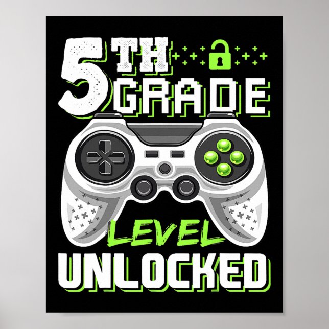 Poster 5th Grade Level Unlocked Video Game Back To School (Frente)