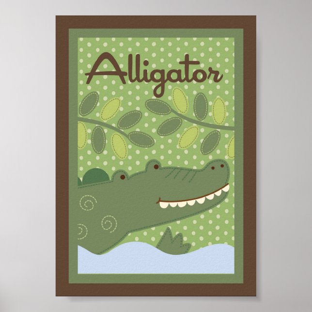 Poster 5x7 "Alligato" Jungle Safari Bebê Arte de Parede (Frente)