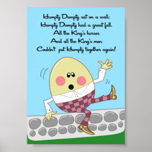 Pôster 5x7 Arte de Parede Humpty Dumpty Rhyme Kids Room