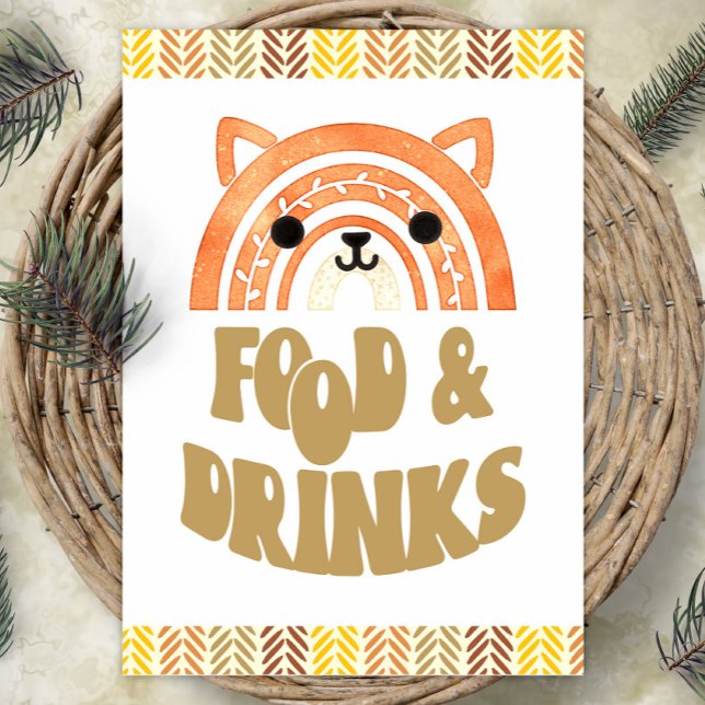 Poster 5x7 Comidas e Bebidas Boho Woodland Fox Aniversári (Criador carregado)