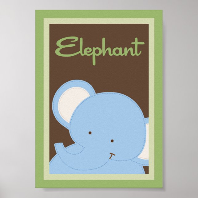 Poster 5x7 "Elefante" Jungle Safari Bebê Arte de Parede (Frente)