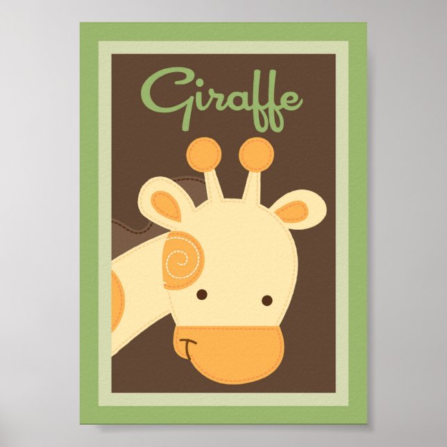Poster 5x7 "Girafa" Jungle Safari Bebê Arte de Parede (Frente)