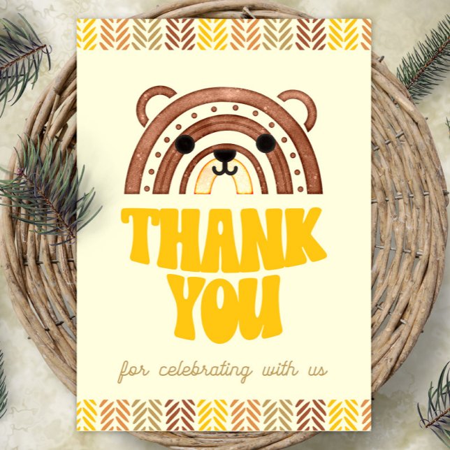 Poster 5x7 Obrigado Boho Woodland Bear Aniversário (Criador carregado)