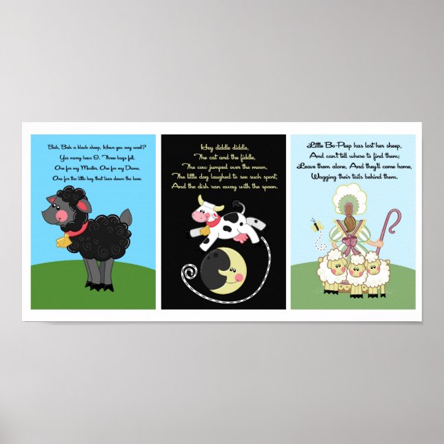 Pôster 5x7 Ovelha Negra Diddle Bo Peep Kids Room Wall Art (Frente)