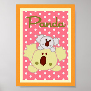 Pôster 5x7 "Panda" Jungle Safari Baby Bedding Wall Art