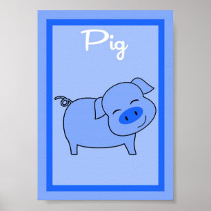 Pôster 5X7 Pig Barn Yard Boys Wall Art