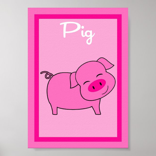 Pôster 5X7 Pig Barn Yard Girls Wall Art (Frente)