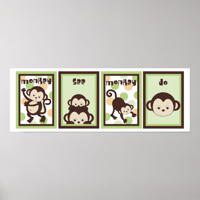 Poster 5x7 Pop Monkey Zoo Animal Baby Bedding Wall Art (Frente)