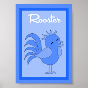 Poster 5X7 Rooster Barn Yard Boys Wall Art