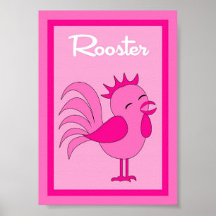 Pôster 5X7 Rooster Barn Yard Girls Wall Art